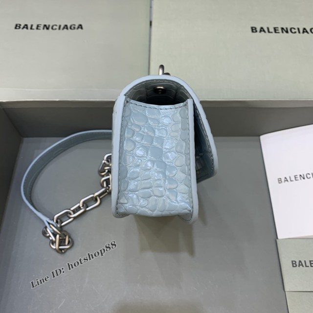 Balenciaga專櫃爆款小號鱷魚霧霾藍肩背包 巴黎世家新款Gossip bag斜挎包 fyj1300